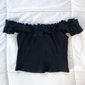 Sleeveless ruffle crop top